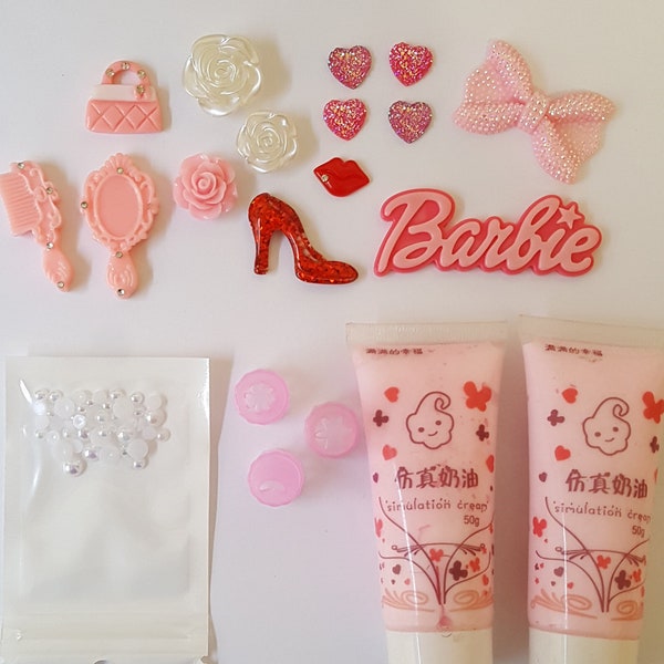 DIY 3D  Kawaii Resin Barbie Cabochons Phone Case Deco Kit