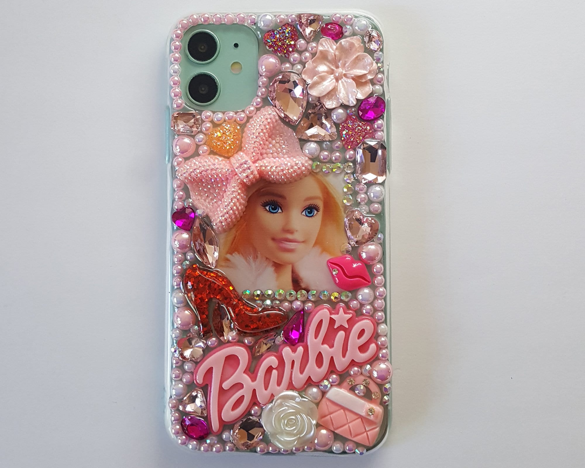 Kawaii Barbie Bow Pearl Deco 3D Iphone - Finland