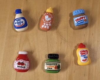 Condiments Spices Sauce Refrigerator Cool Fridge Magnets Set of 6