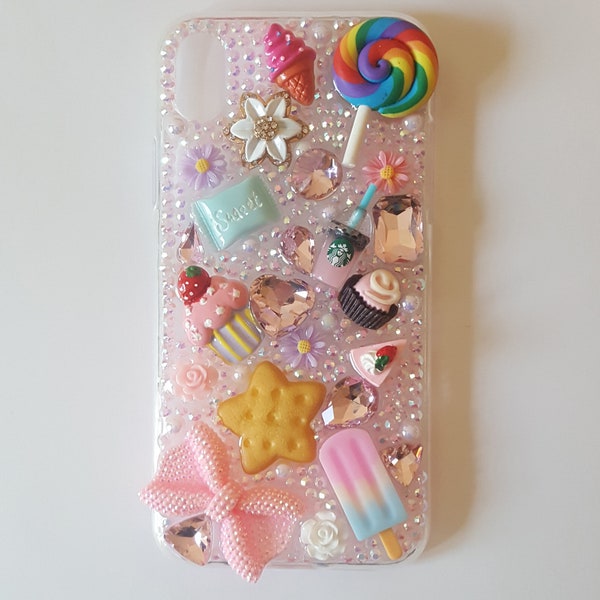 Pink AB Rhinestones Dessert Bling Deco 3D Kawaii iPhone 6/7/8 Plus/Xs/Xr/ XsMax/ 11/12/13/14/15 Pro Max Phone Case Phone Case