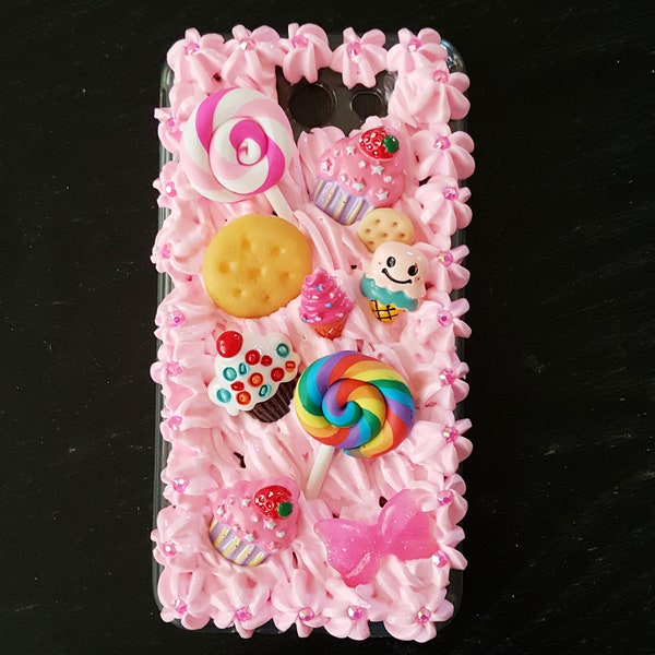 Pink Whipped Cream Candy Cupcake Rhinestone Deco iPhone 6/7/8 Plus X/Xs/XR/Xs Max 11/12/13/14/15 Pro Max Phone Case Cover