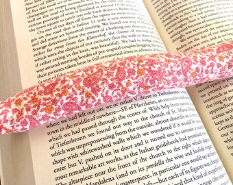 Orange and pink paisley print fabric. Lavender Scented Bookworm, book weights, page holder,