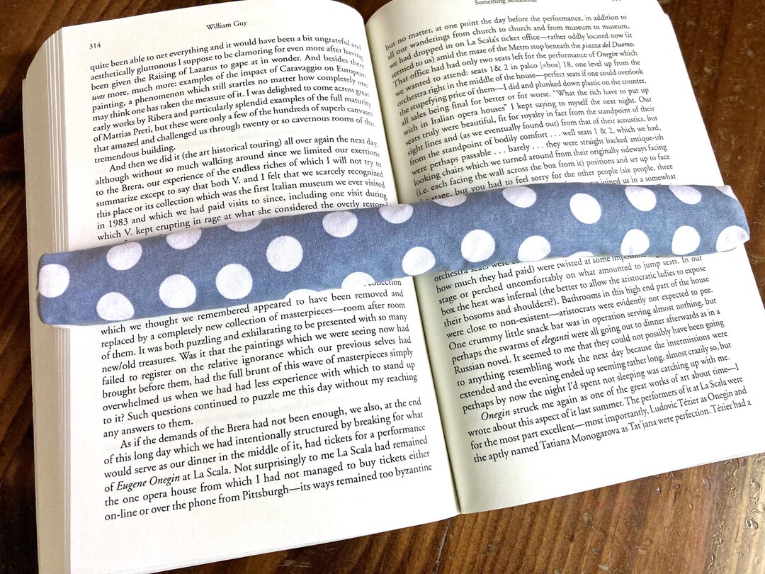 Book Page Holder, White Dots on Gray Print Cotton, Lavender Scented