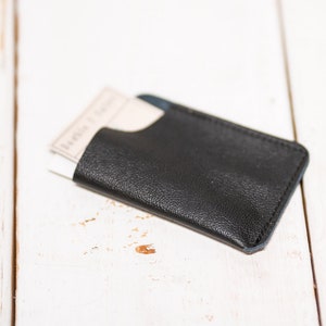 soporte de tarjeta de visita de cuero negro para hombres, billetera de identificación, billeteras pequeñas para mujeres, regalo del propietario de una pequeña empresa, regalos de jefe, regalos de Navidad para