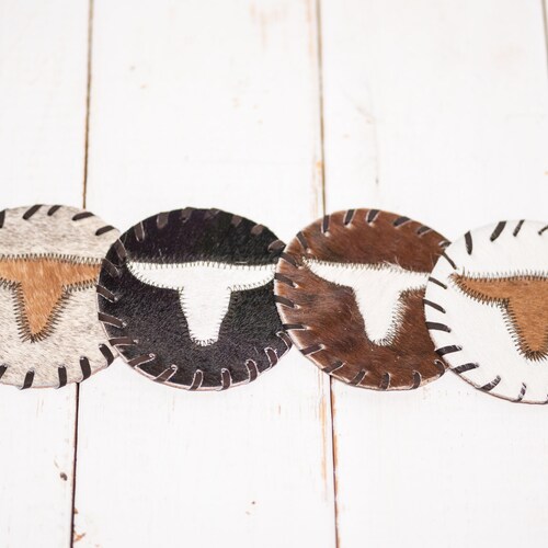 Cowhide Coasters Country Wedding Favors Unique Wedding Gift Etsy