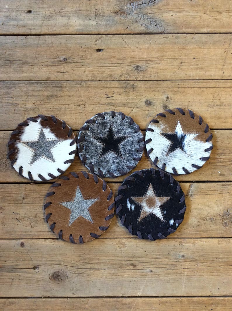 Cowhide Coasters Country Wedding Favors Unique Wedding Gift Etsy