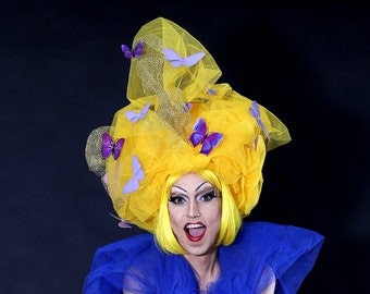 LGBTQ headpiece fascinator. Gay rainbow pride outfit for drag queen