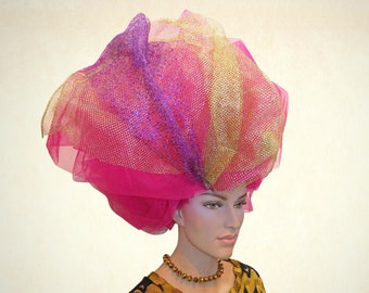 Drag queen pink wig headpiece