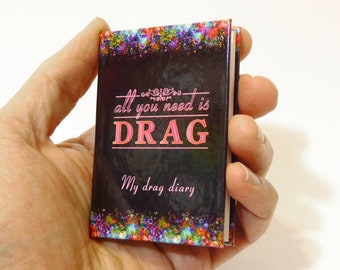 LGBT gay Drag pride reine roi cadeau montrent accessoires carte mini livre blanc drag queen notes de carte de vœux, idées, planification, noms anniversaire