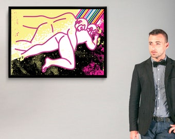 Art érotique, affiche d'ours gay sexy chaud potelé