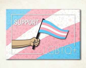 Trans pride flag magnet. Gift for transgender man or woman