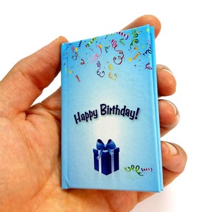 Happy birthday unique card in a hard cover mini blank book form image 1