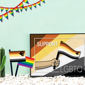 Gay bear lgbt pride flag support couples gift equality quote inspirational lgbtq wall decor art poster bear man be yourself gay love quote