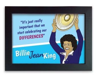 LGBTQ encadrée œuvres d’art de lesbiennes célèbres qui se sont battus pour les droits des homosexuels: Billie Jean King