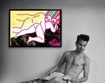 Art érotique joufflu chaud sexy muscle gay ours homoérotique sexe affiche gay communauté poilue nue cadeau homme nu pour les hommes passion Homosexual masculin art