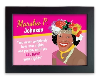 LGBTQ framed artwork of famous transgender woman who fought for gay rights: Marsha P. Johnson