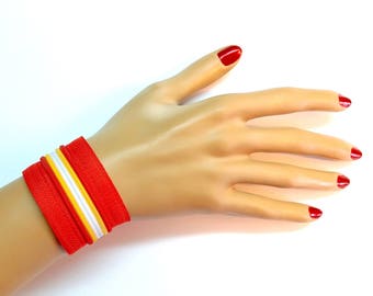 Fashion Red zipper wrist choker fabric cuff prom bracelet under 10 Drag queen jewelry wrist band accessories outfit gay pride gift for her