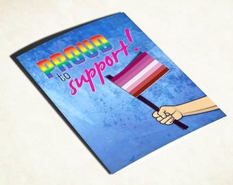 Lipstick lesbian pride flag card. coming out support for LGBTQ