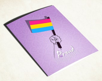 LGBTQ pride Pan flag card. Pansexual (man or woman) coming out of the closet card that says it all: Be yourself!