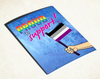 LGBTQ pride Ace flag card. Asexual (man or woman) coming out of the closet support card