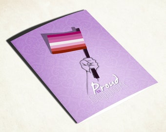 Lipstick lesbian pride flag card