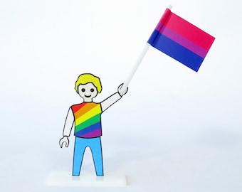 LGBTQ bi pride drapeau gay figurine. Cadeau arc-en-ciel bisexuel, ou sortant de l’accessoire de support de placard