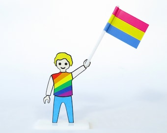 FIGURINE gay de drapeau de pan pride LGBTQ. Cadeau pansexuel, ou sortant de l’accessoire de soutien placard