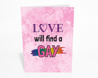 Gay support LGBT pride flag I love you card funny greeting fun card coming out be yourself be different, LGBTQ pride, Gay anniversary card