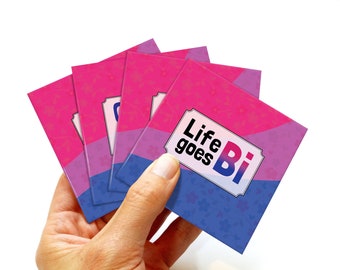 Bisexual pride flag 4 coasters set