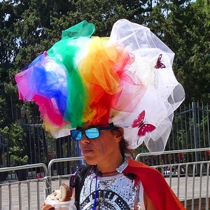 Rainbow headpiece fascinator for gay parades image 1