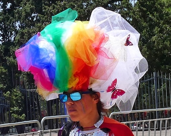 Rainbow headpiece fascinator for gay parades