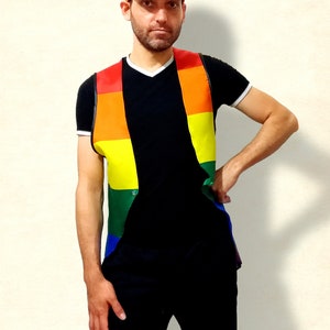 LGBTQ gay rainbow pride flag vest shirt. Perfect outfit gift for lesbian, queer, drag queen or king image 3