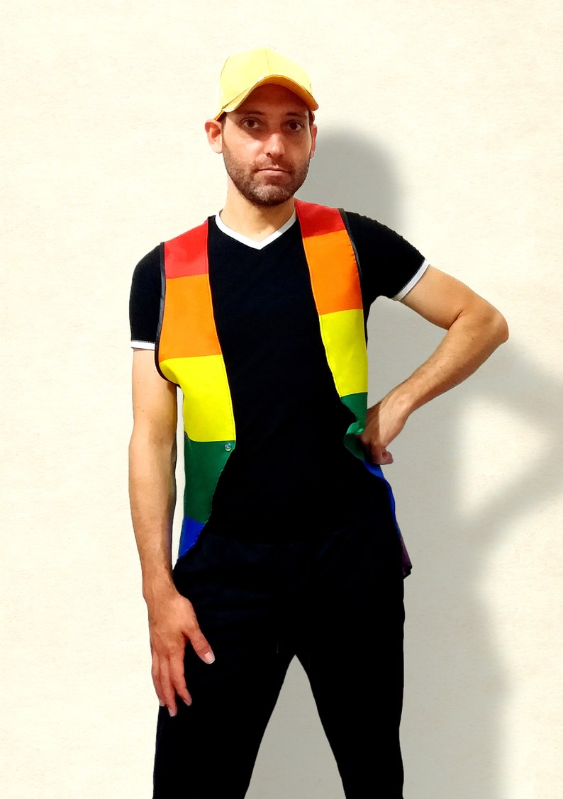 LGBTQ gay rainbow pride flag vest shirt. Perfect outfit gift for lesbian, queer, drag queen or king image 3