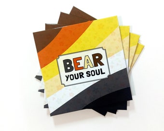 LGBTQ gay bear pride flag 4 coasters set