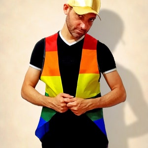 LGBTQ gay rainbow pride flag vest shirt. Perfect outfit gift for lesbian, queer, drag queen or king image 8