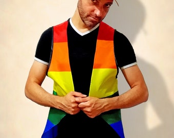 Chemise de gilet de drapeau gay de fierté d’arc-en-ciel LGBTQ. Cadeau parfait de tenue pour lesbienne, queer, drag queen ou roi