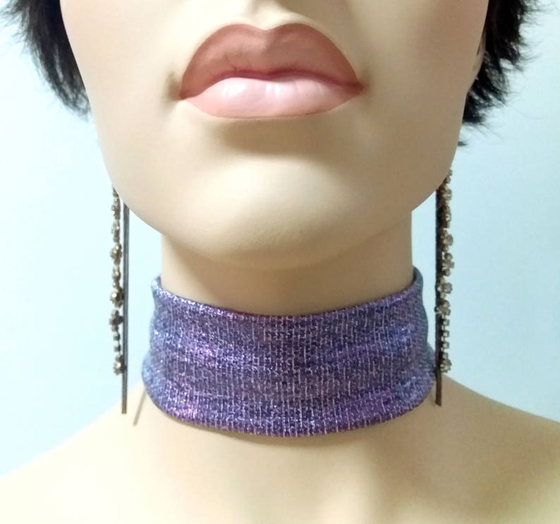 LGBT Drag queen jewelry outfit costumes accessories gift purple fashion neck choker collar necklace and bracelet set LGBT gay prom necklace image 2
