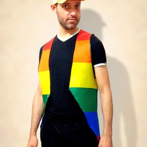 LGBTQ gay rainbow pride flag vest shirt. Perfect outfit gift for lesbian, queer, drag queen or king image 4