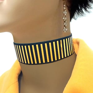 Gold black sequins fashion choker collar prom necklace, wide fabric shiny elegant chic neck choker necklace drag queen jewelry accessories image 1