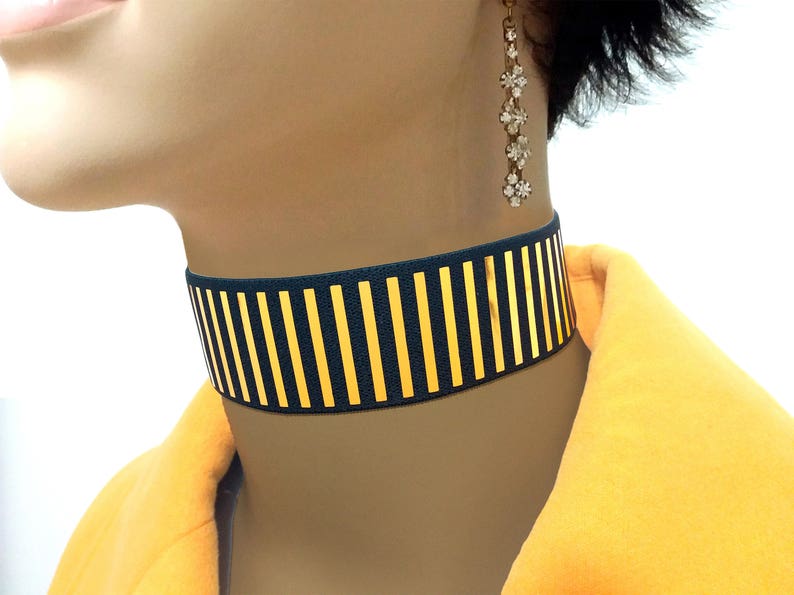 Gold black sequins fashion choker collar prom necklace, wide fabric shiny elegant chic neck choker necklace drag queen jewelry accessories image 1