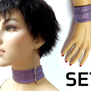 LGBT Drag queen jewelry outfit costumes accessories gift purple fashion neck choker collar necklace and bracelet set LGBT gay prom necklace image 1