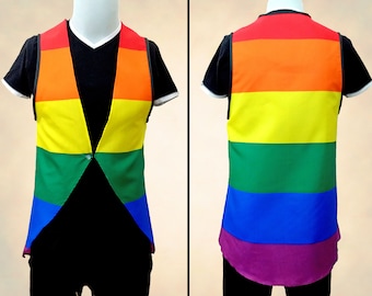 LGBTQ gay rainbow pride flag vest shirt. Perfect outfit gift for lesbian, queer, drag queen or king