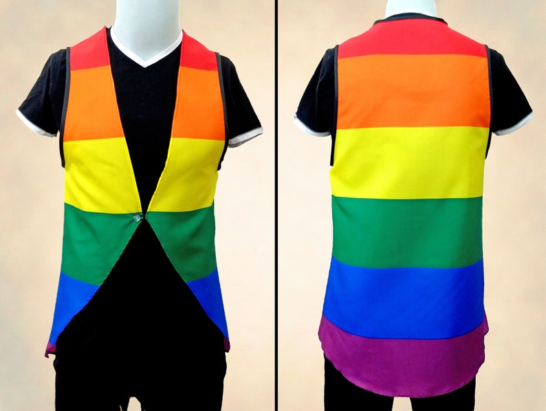 LGBTQ gay rainbow pride flag vest shirt. Perfect outfit gift for lesbian, queer, drag queen or king image 1