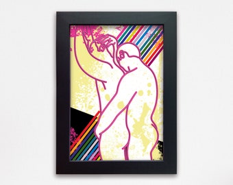 LGBTQ framed gay couple erotic art