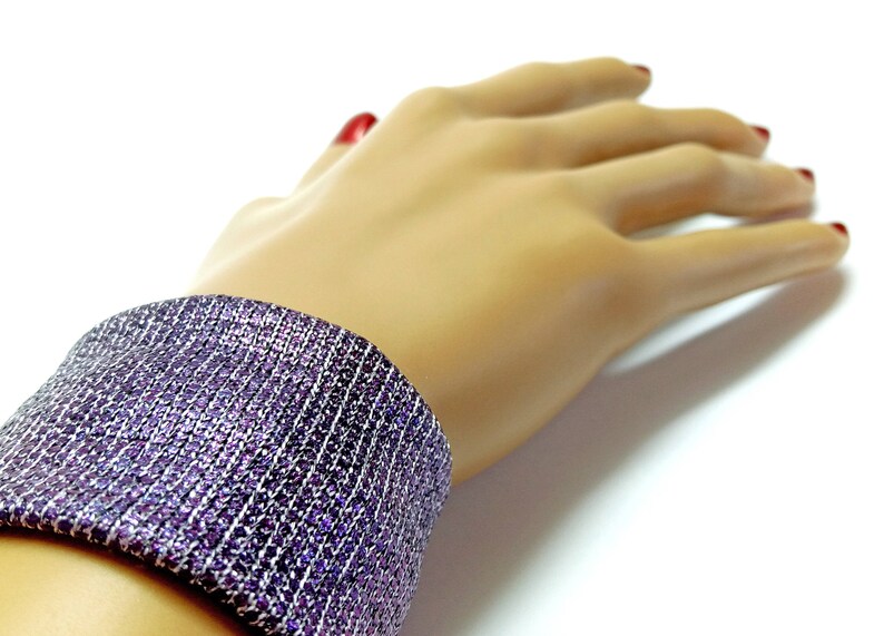 Fashion Purple wrist choker fabric cuff prom bracelet under 10 Drag queen jewelry accessories outfit gay pride gift for her elegant bracelet image 4