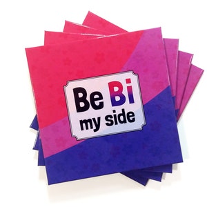 Ensemble de 4 sous-verres drapeau LGBTQ bi pride, pour bisexuels image 1