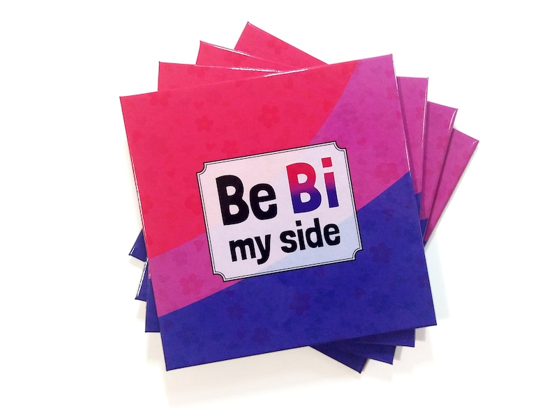 Ensemble de 4 sous-verres drapeau LGBTQ bi pride, pour bisexuels image 1