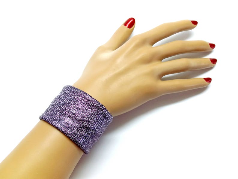 Fashion Purple wrist choker fabric cuff prom bracelet under 10 Drag queen jewelry accessories outfit gay pride gift for her elegant bracelet image 1