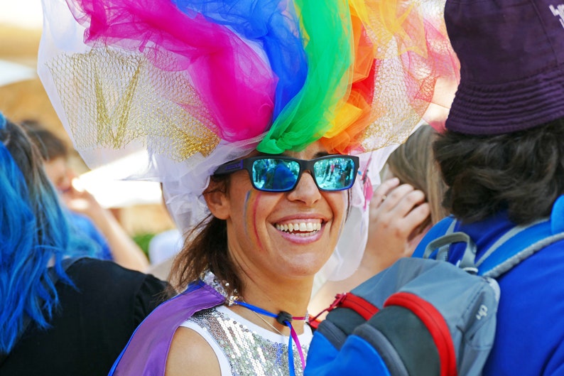 Rainbow headpiece fascinator for gay parades image 5
