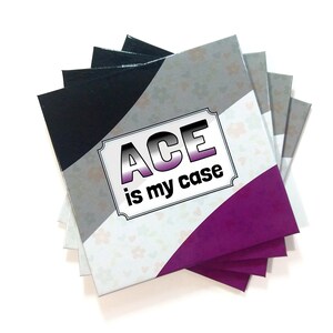 LGBTQ ace pride flag 4 coasters set, for asexual image 9